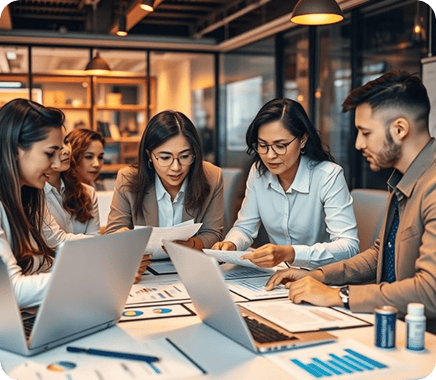 Team discussing trademarks