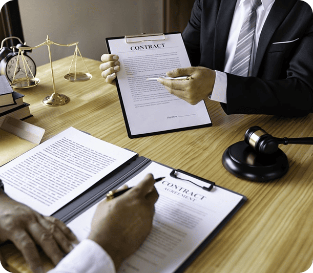 Team discussing trademarks